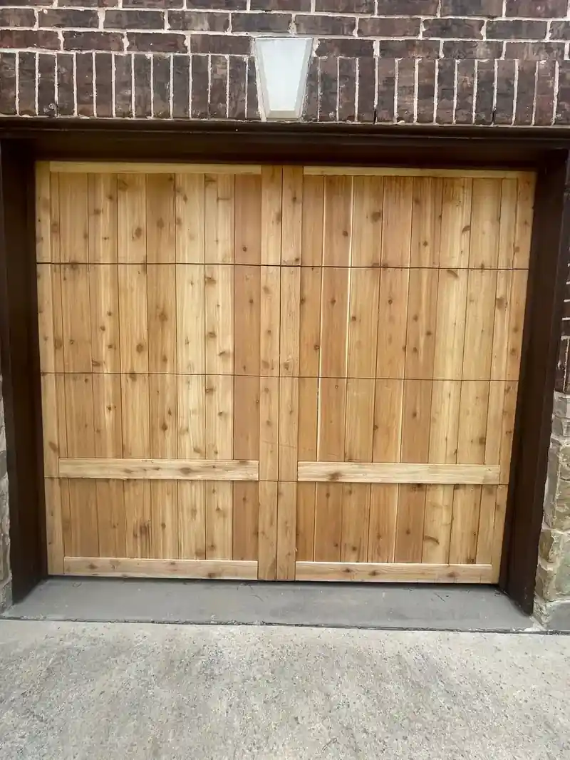 Cedar panel garage door in Richardson, TX