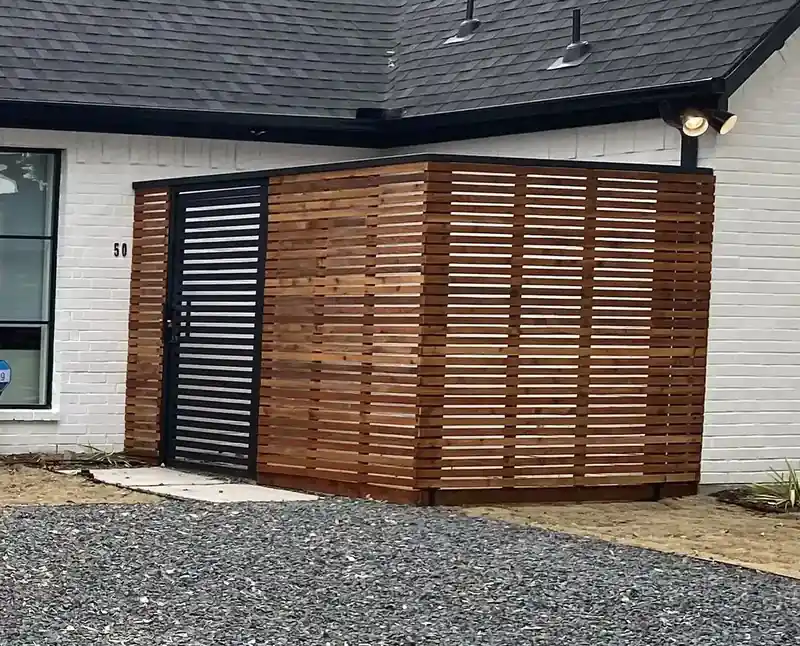 Custom horizontal slat garage door fabricated in Richardson, TX