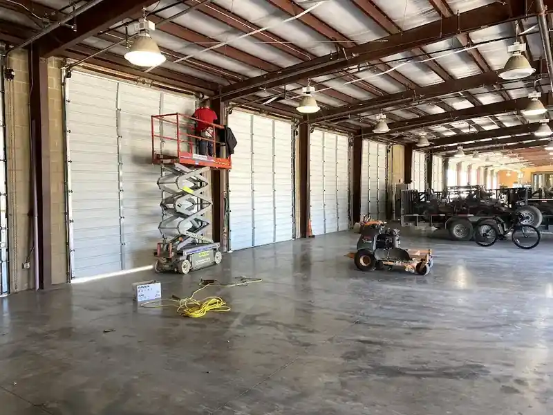 Interior view of commercial sectional overhead door in Dallas warehouse