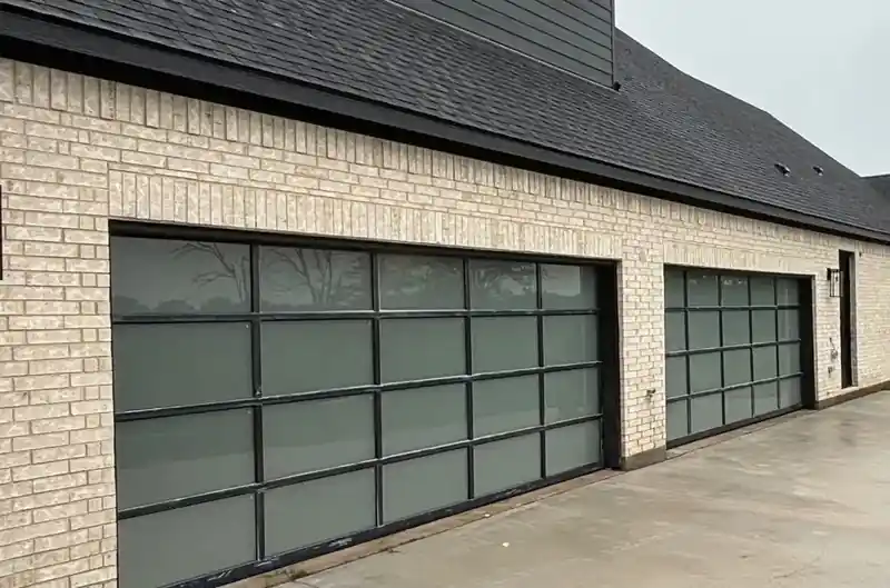 Modern aluminum and glass garage doors in Dallas, TX