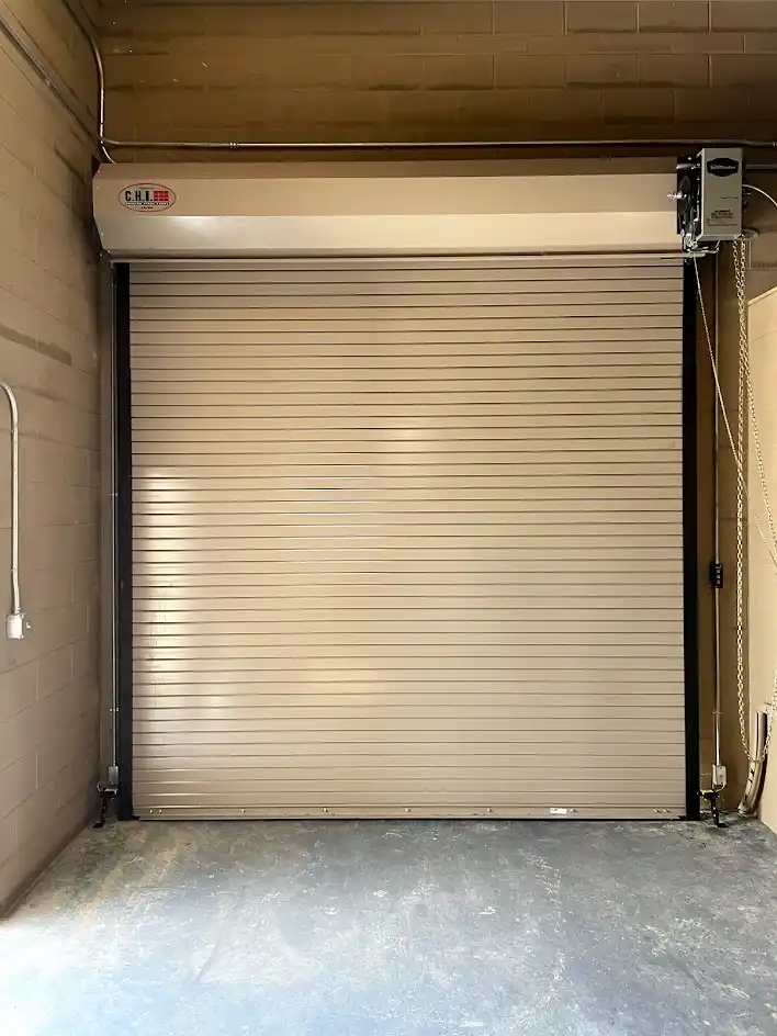 C.H.I. rolling steel door interior view at Dallas warehouse