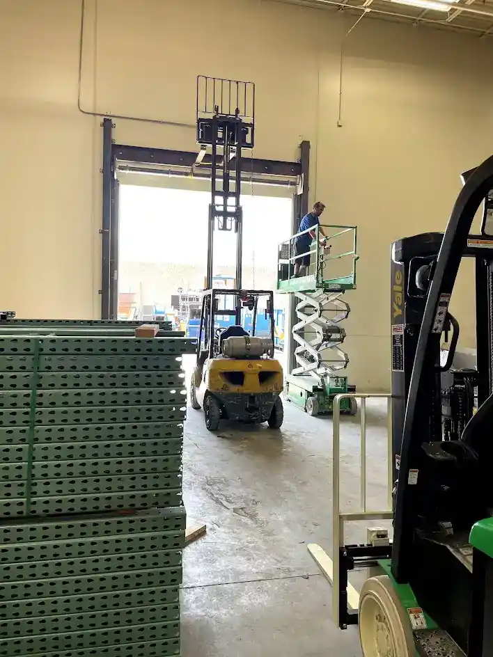 Rolling steel door warehouse installation in progress in Dallas, TX