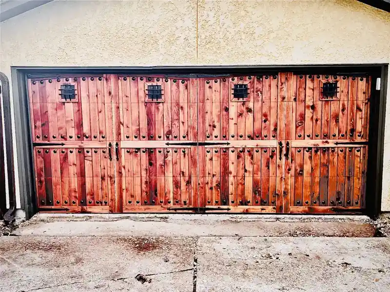 Rustic wood garage door in Carrollton, TX
